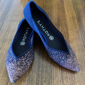 Rothy's The Point Navy and Pink Sparkling Flats
